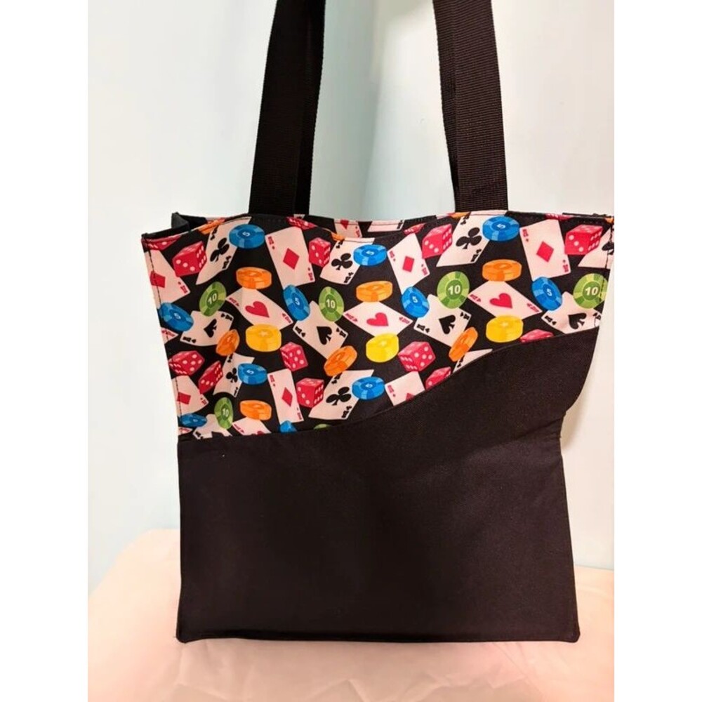 Poker canvas tote embroidered Angie